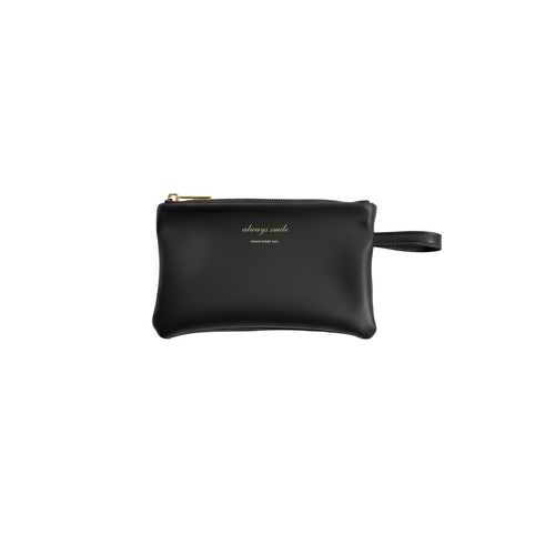 "Always Smile" Soft Leather Wristlet Pouch