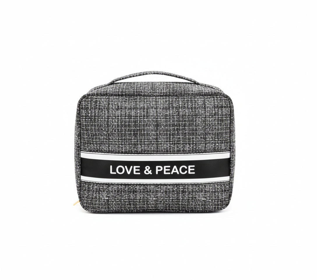 Love & Peace" Plaid Travel Case