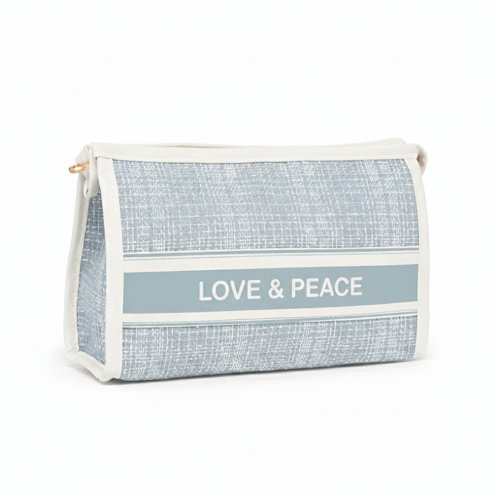 "Love & Peace" Textured Travel Pouch