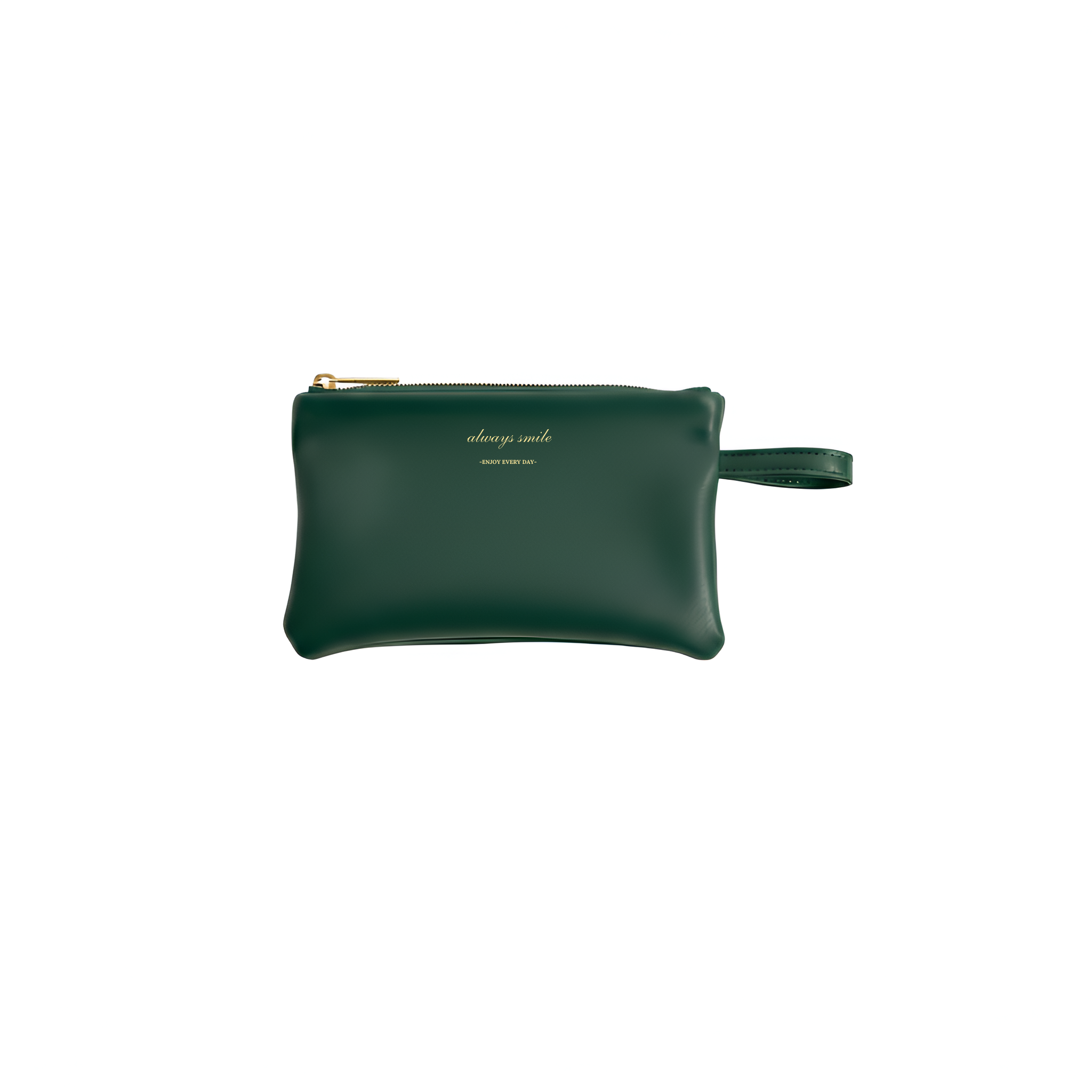 "Always Smile" Soft Leather Wristlet Pouch