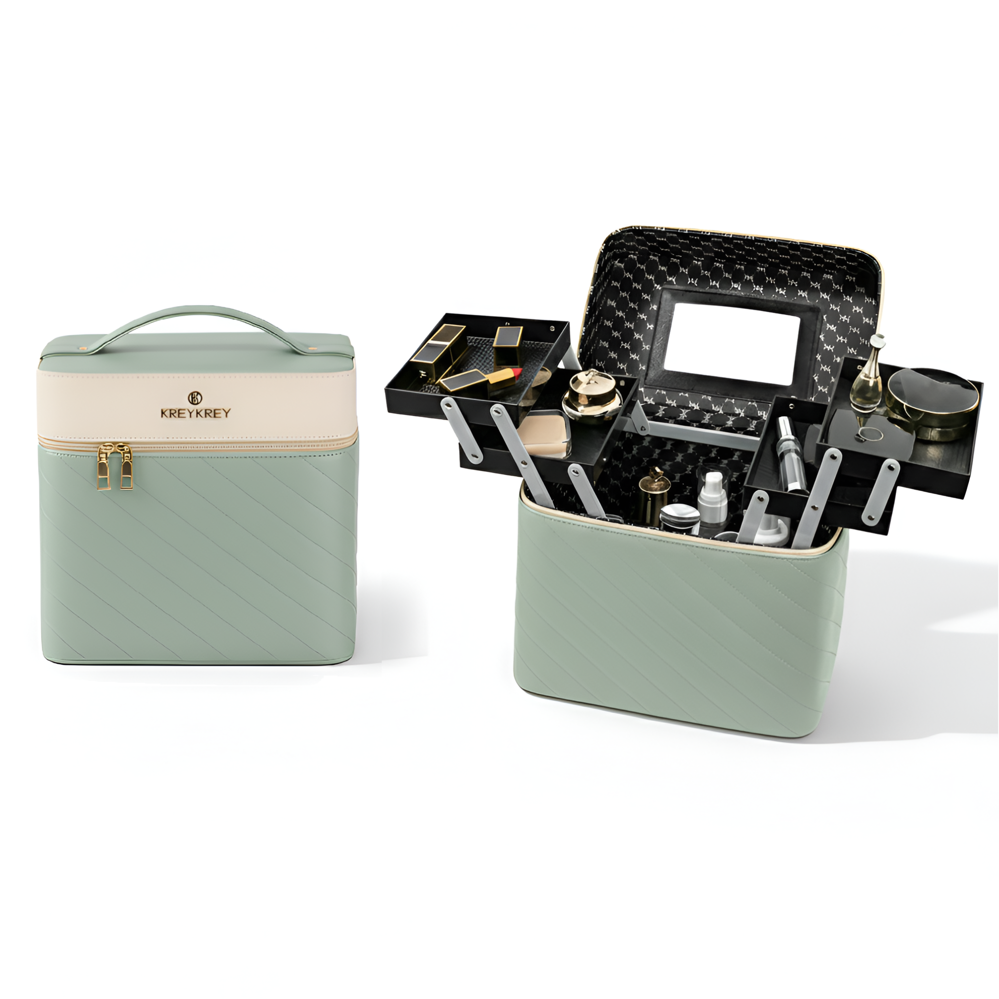 Luxe Portable Makeup Trunk & Vanity Mirror
