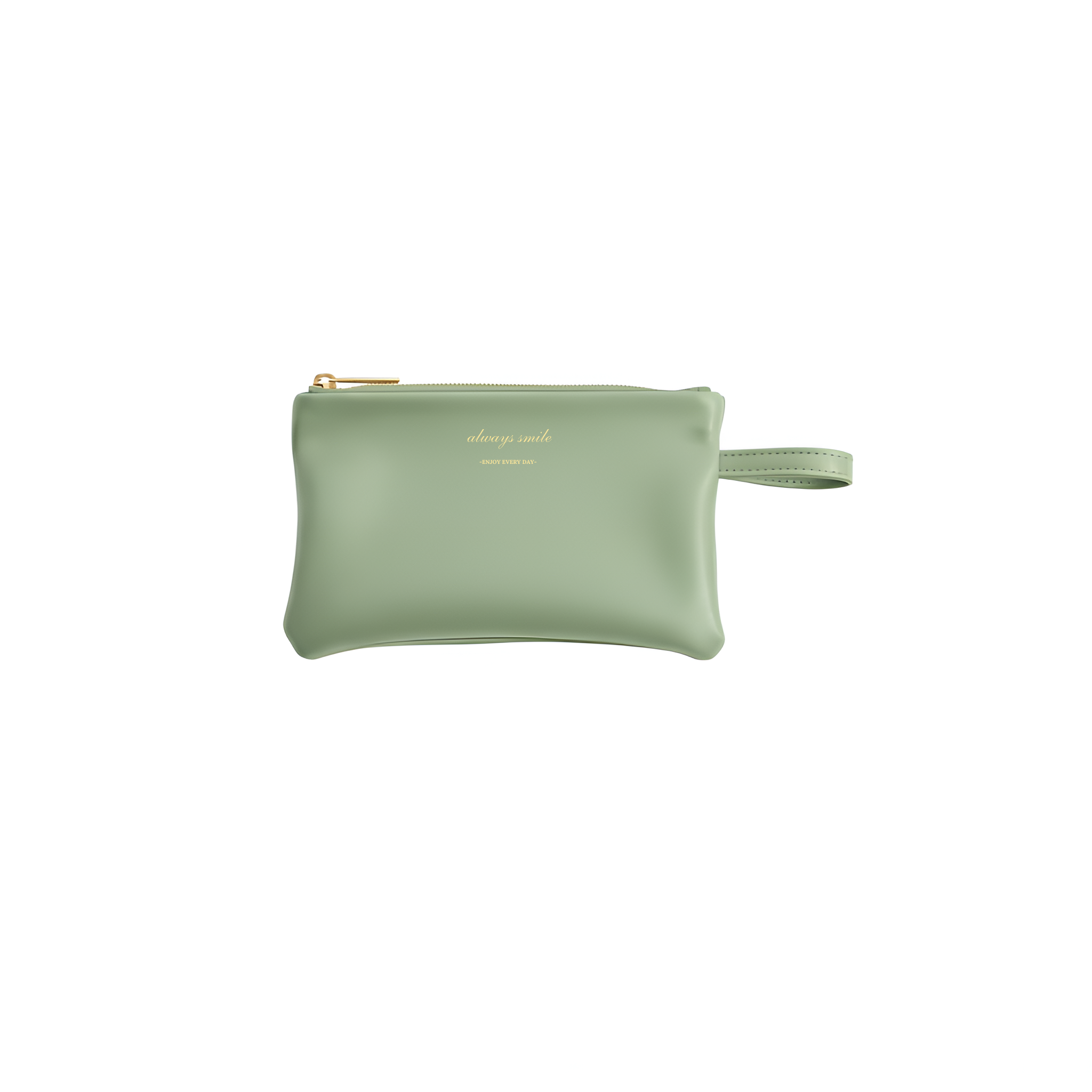 "Always Smile" Soft Leather Wristlet Pouch