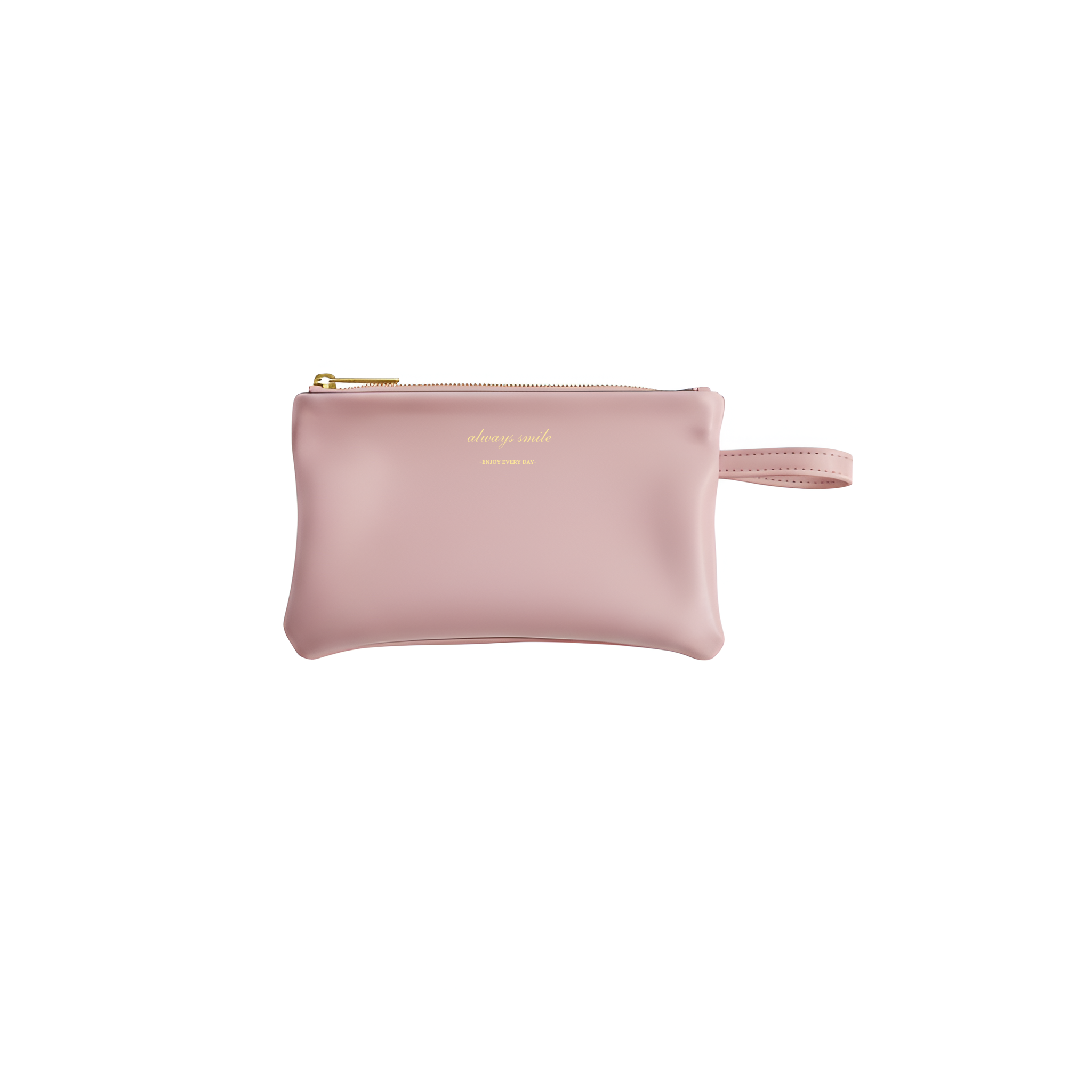 "Always Smile" Soft Leather Wristlet Pouch