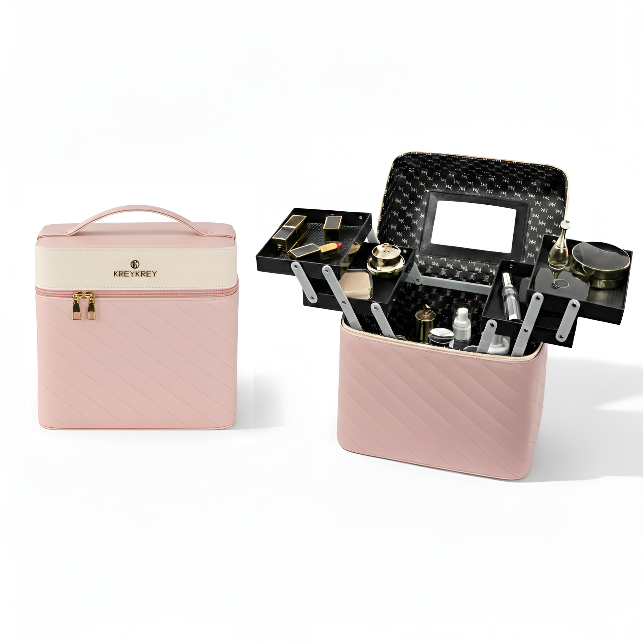 Luxe Portable Makeup Trunk & Vanity Mirror