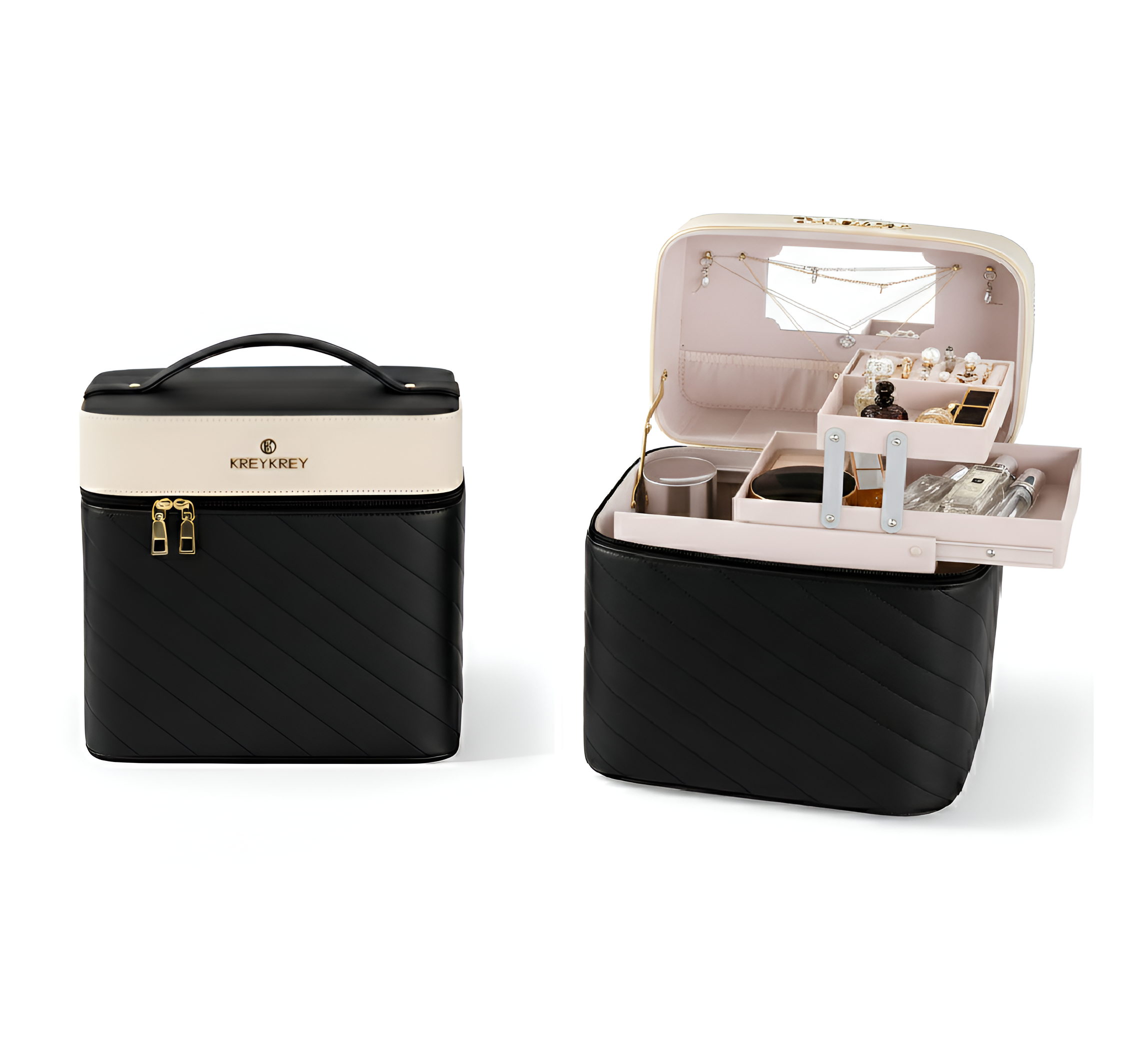 Luxe Portable Makeup Trunk & Vanity Mirror
