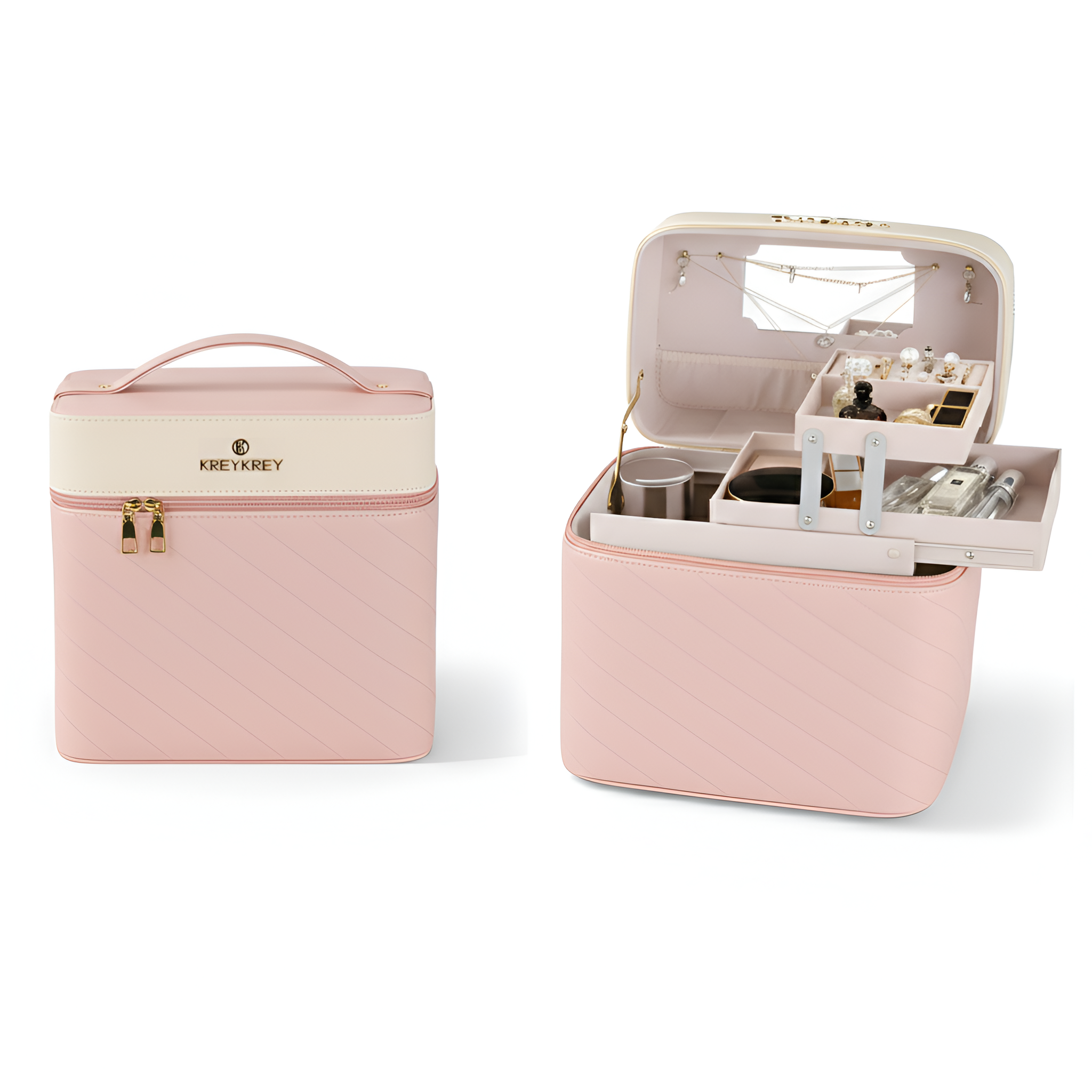 Luxe Portable Makeup Trunk & Vanity Mirror