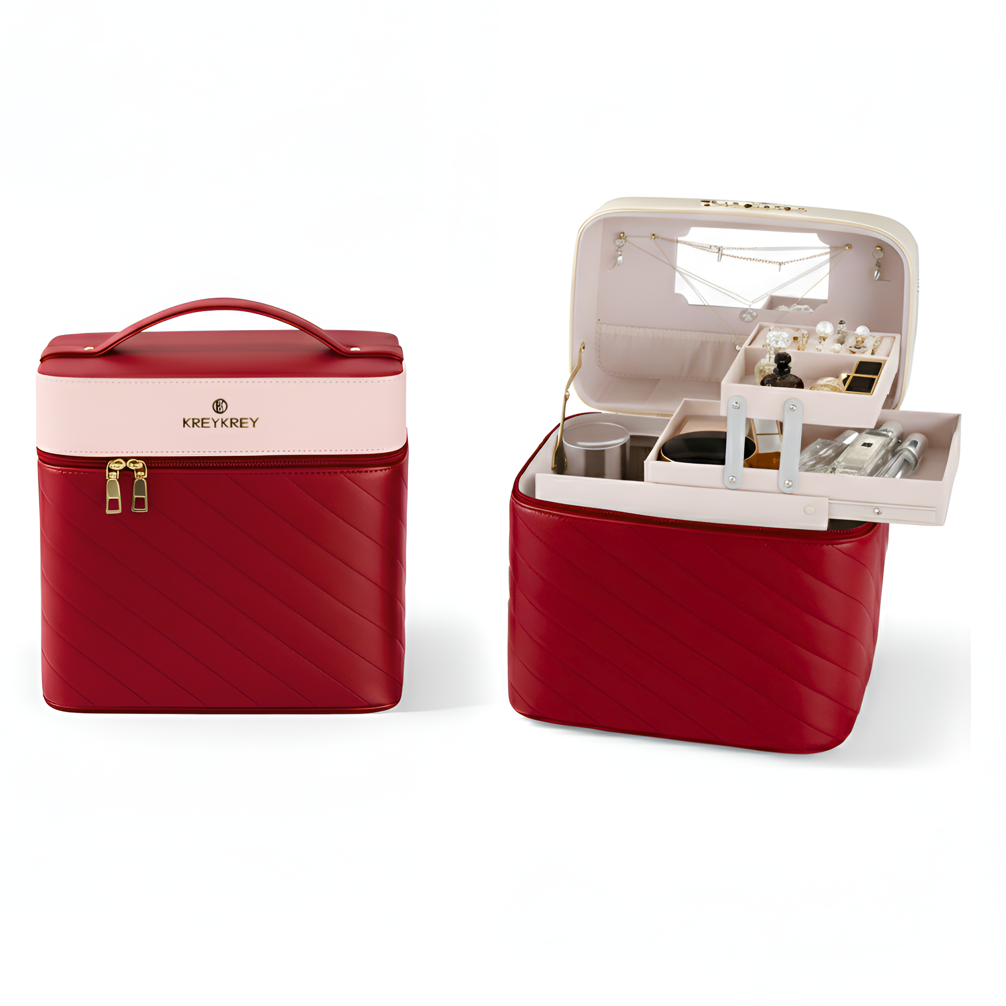 Luxe Portable Makeup Trunk & Vanity Mirror