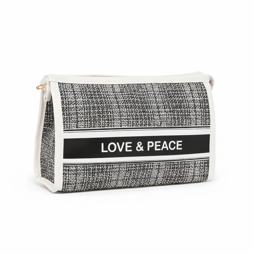"Love & Peace" Textured Travel Pouch