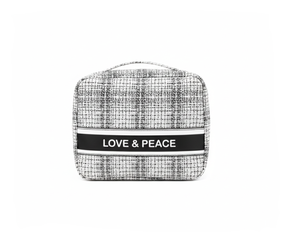 Love & Peace" Plaid Travel Case
